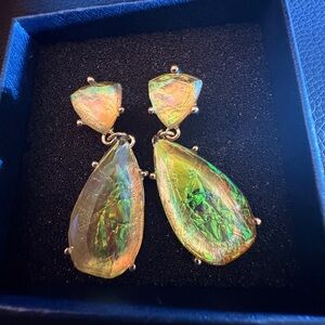 Elegant Gold and Green Drop Earrings